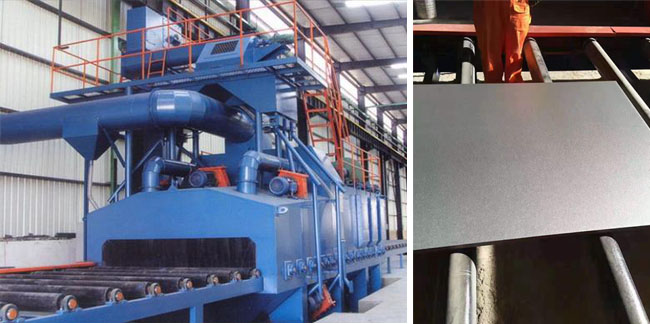 大型鋼板拋丸機，用于大面積鋼材鋼板除銹方法