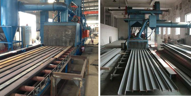 用于鋼結(jié)構(gòu)和槽鋼表面除銹的拋丸機展示圖